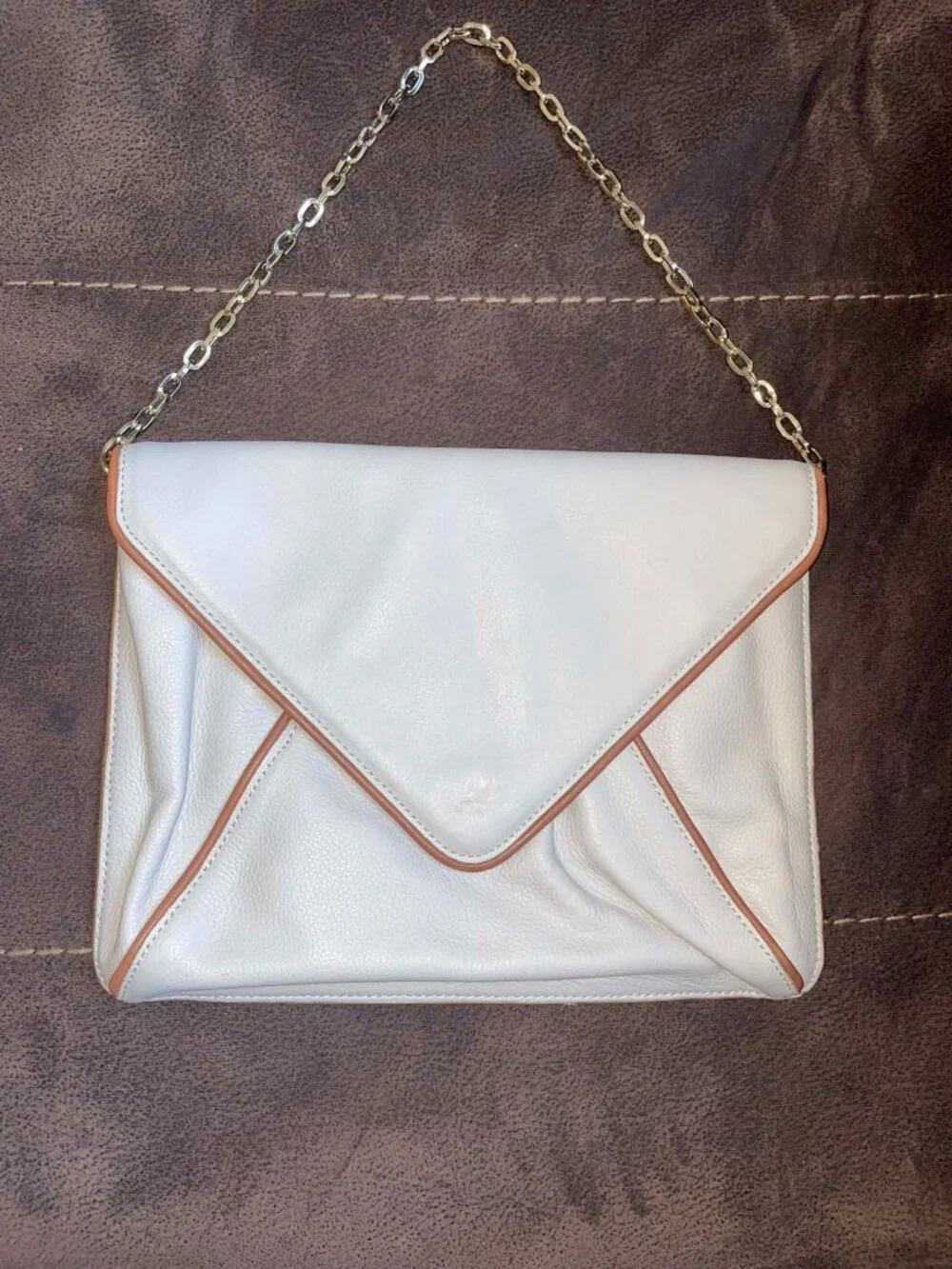 Banana Republic Issa London Envelope Clutch Crossbody Leopard Lining Ivory